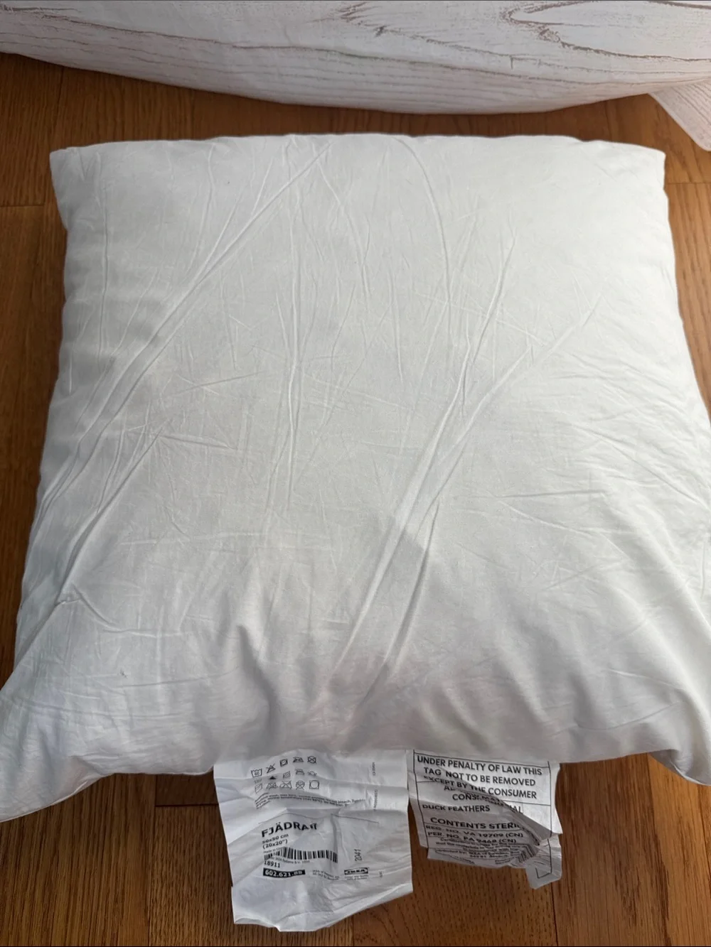 IKEA Off White Square Down-Fill Cushion Pillow FJADRAR 20